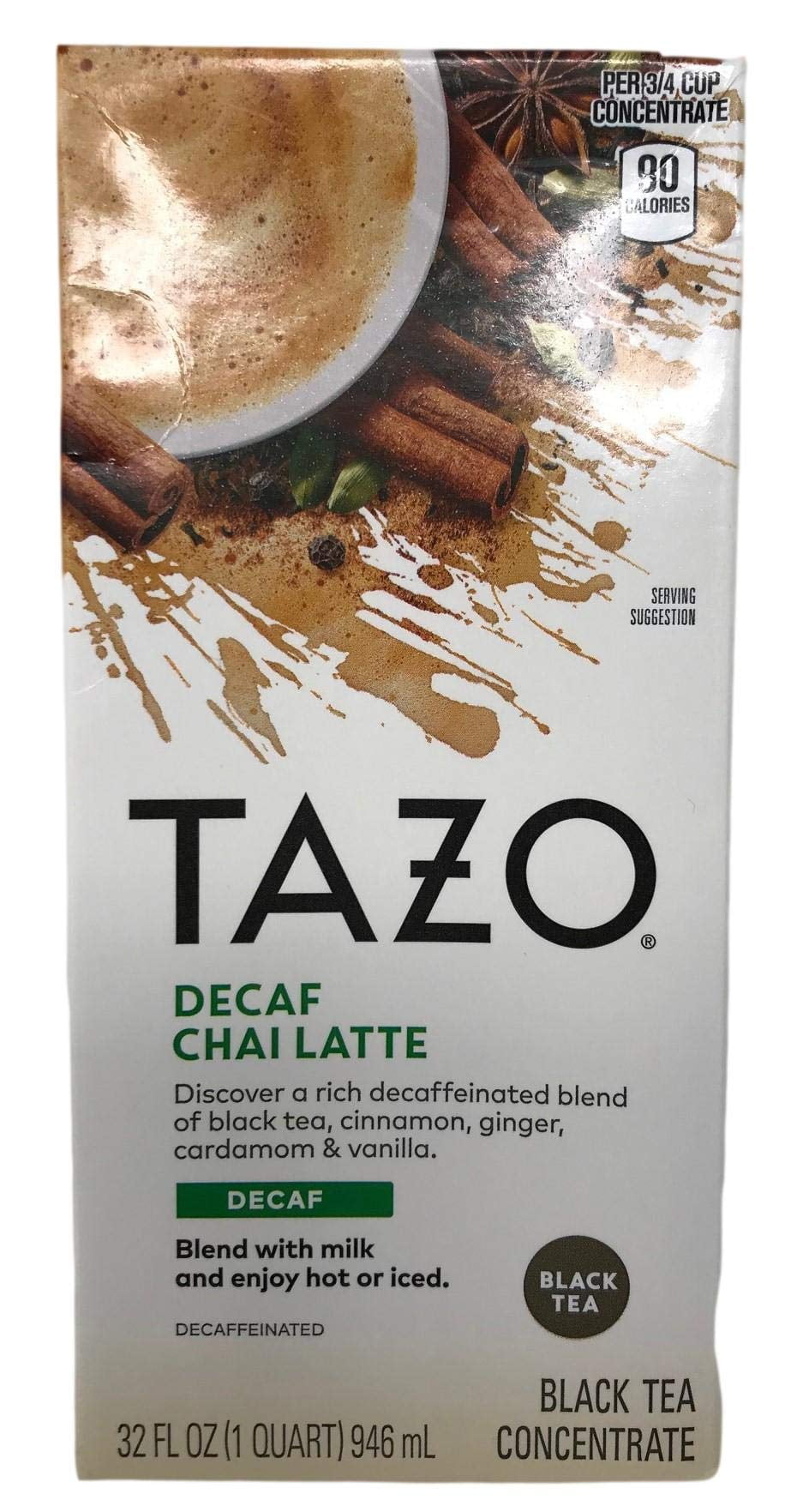 Tazo Chai Decaffeinated Tea Latte Liquid Concentrated Tea, Three (3) Count 32Ounce Packs