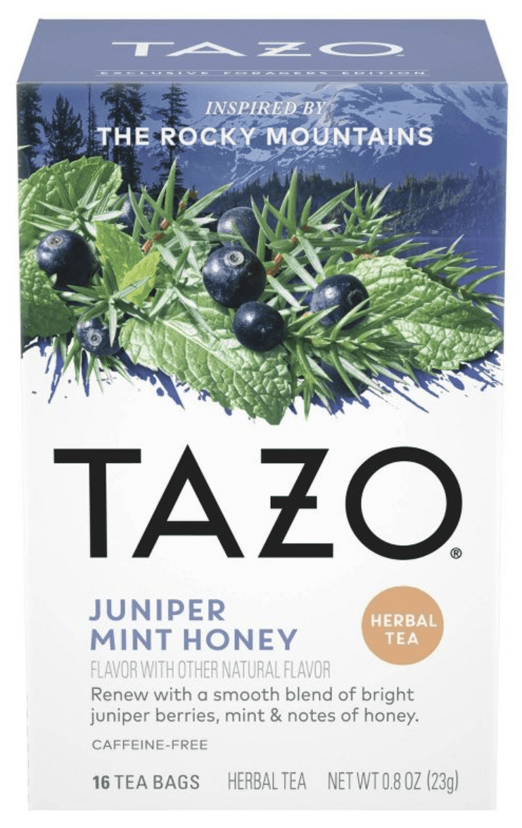 Tazo Foragers Juniper Mint Honey Herbal Tea, 16 Count Tea Bags, 1 Box, Juniper Berries