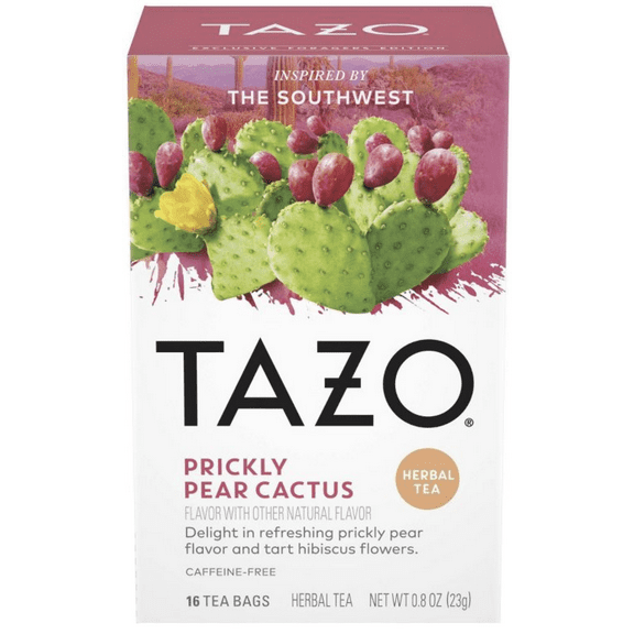 Tazo Foragers Prickly Pear Herbal Tea, 16 Count Tea Bags