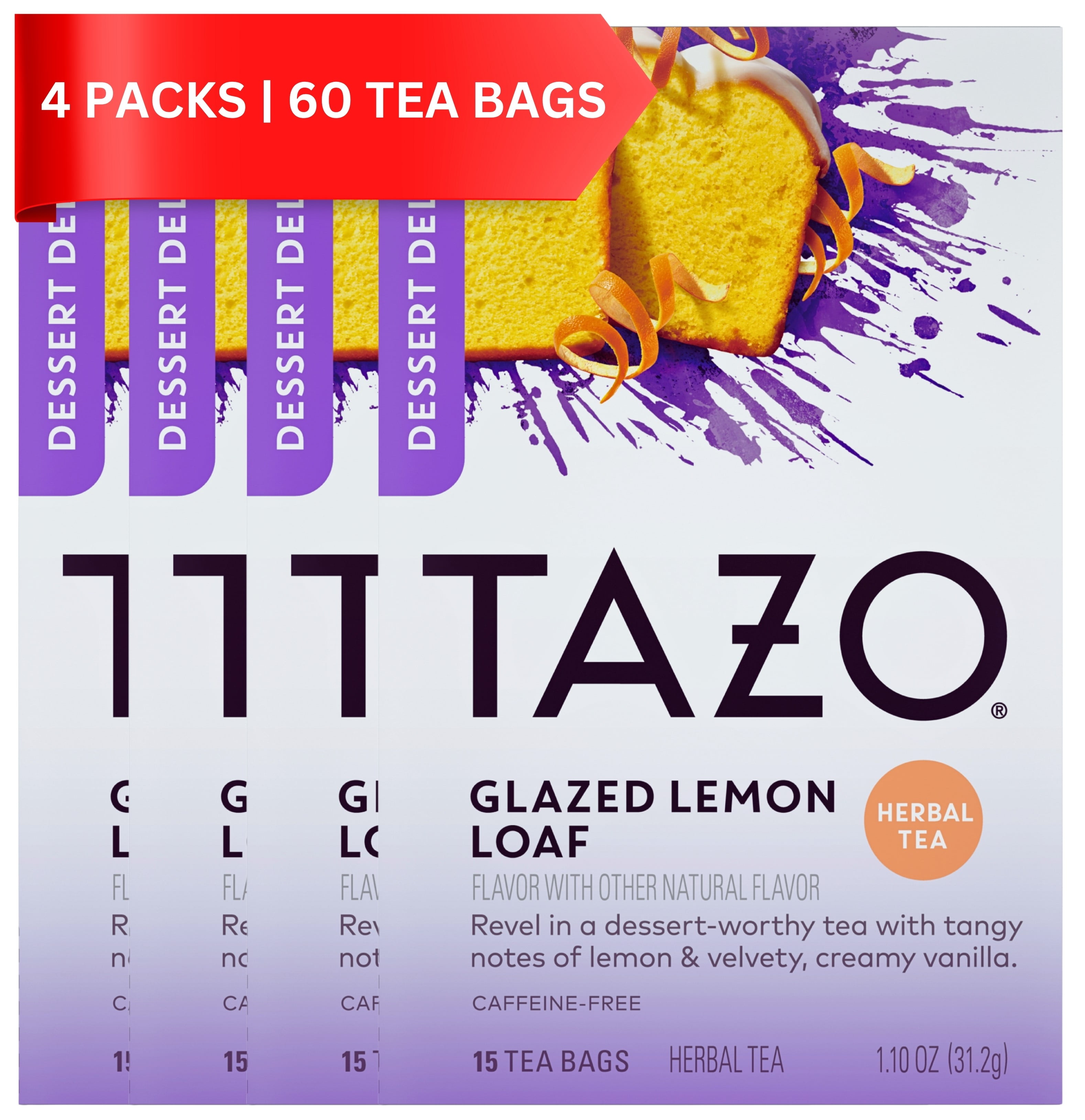 TAZO Herbal Tea, Lemon Loaf Inspired, Caffeine-Free, Aromatic