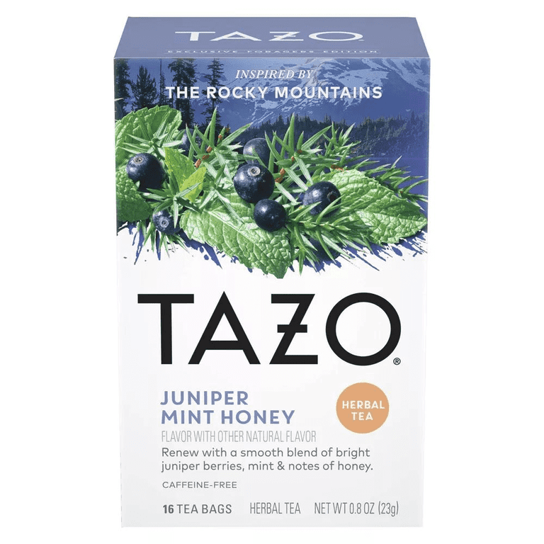Tazo Herbal Tea, Juniper Mint Honey Flavor, 16 Count Tea Bags