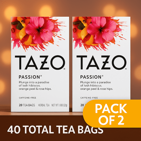 Tazo Herbal Tea Passion 20 Tea Bags Pack of 2