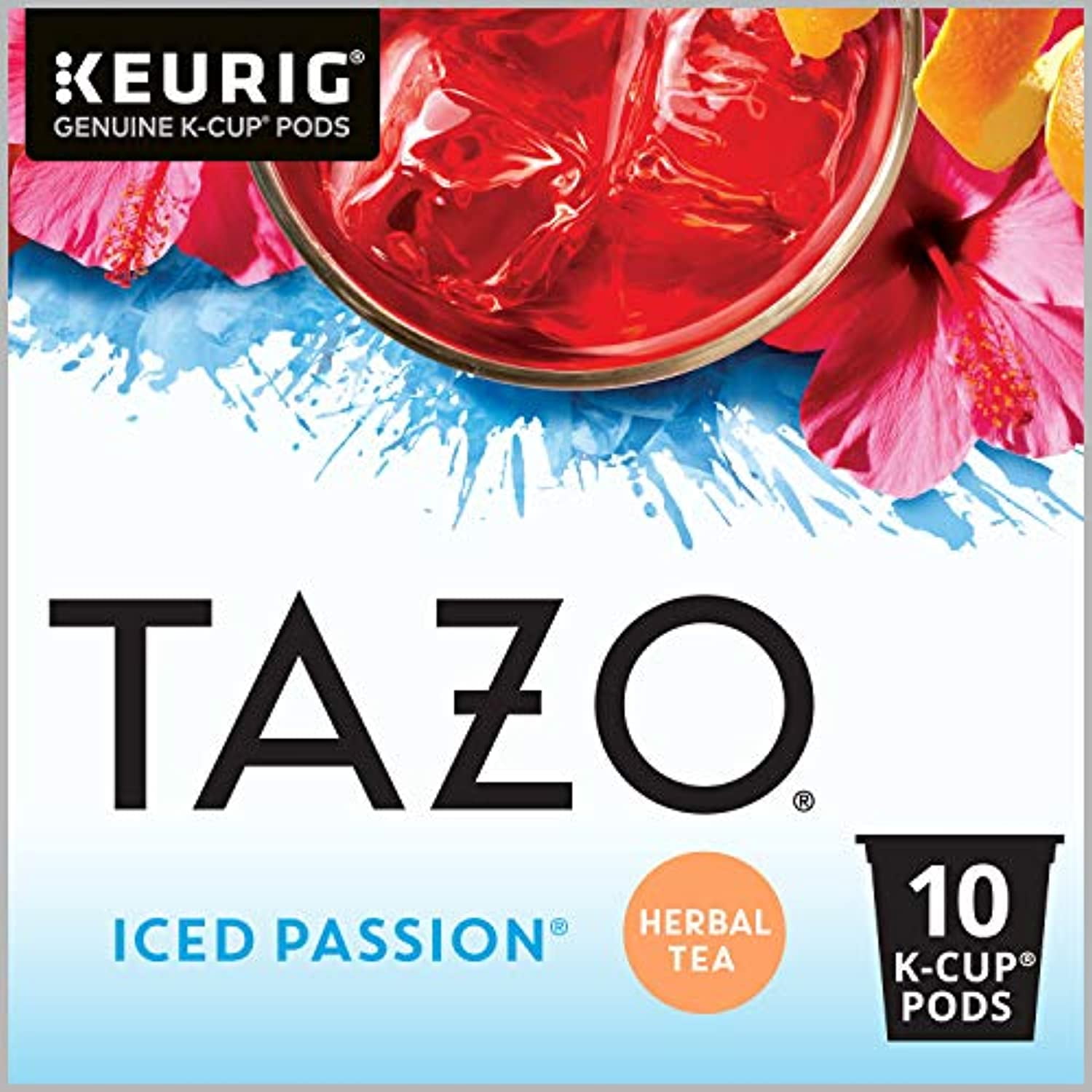 Tazo Iced Tea KCup Pods, Passion Herbal Tea, 10 Pods (Pack Of 6