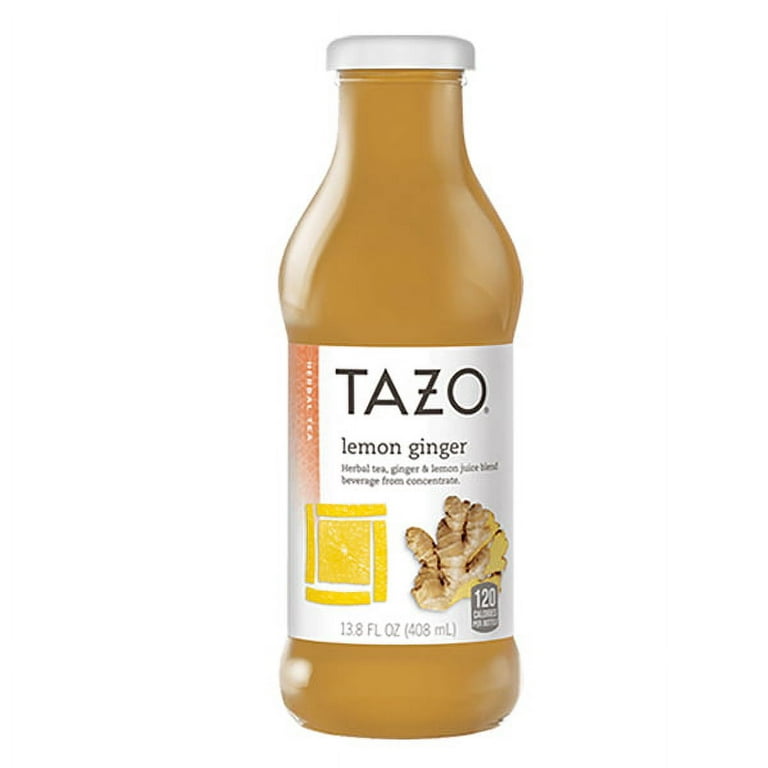 Tazo Lemon Ginger Herbal Tea 13.8 oz Glass Bottles - Pack of