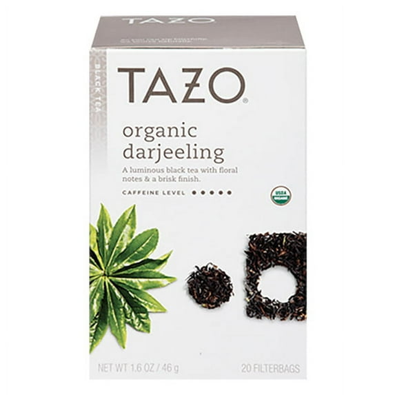 Tazo Organic Darjeeling Black Tea 20 Filter Tea Bags - Pack of 6