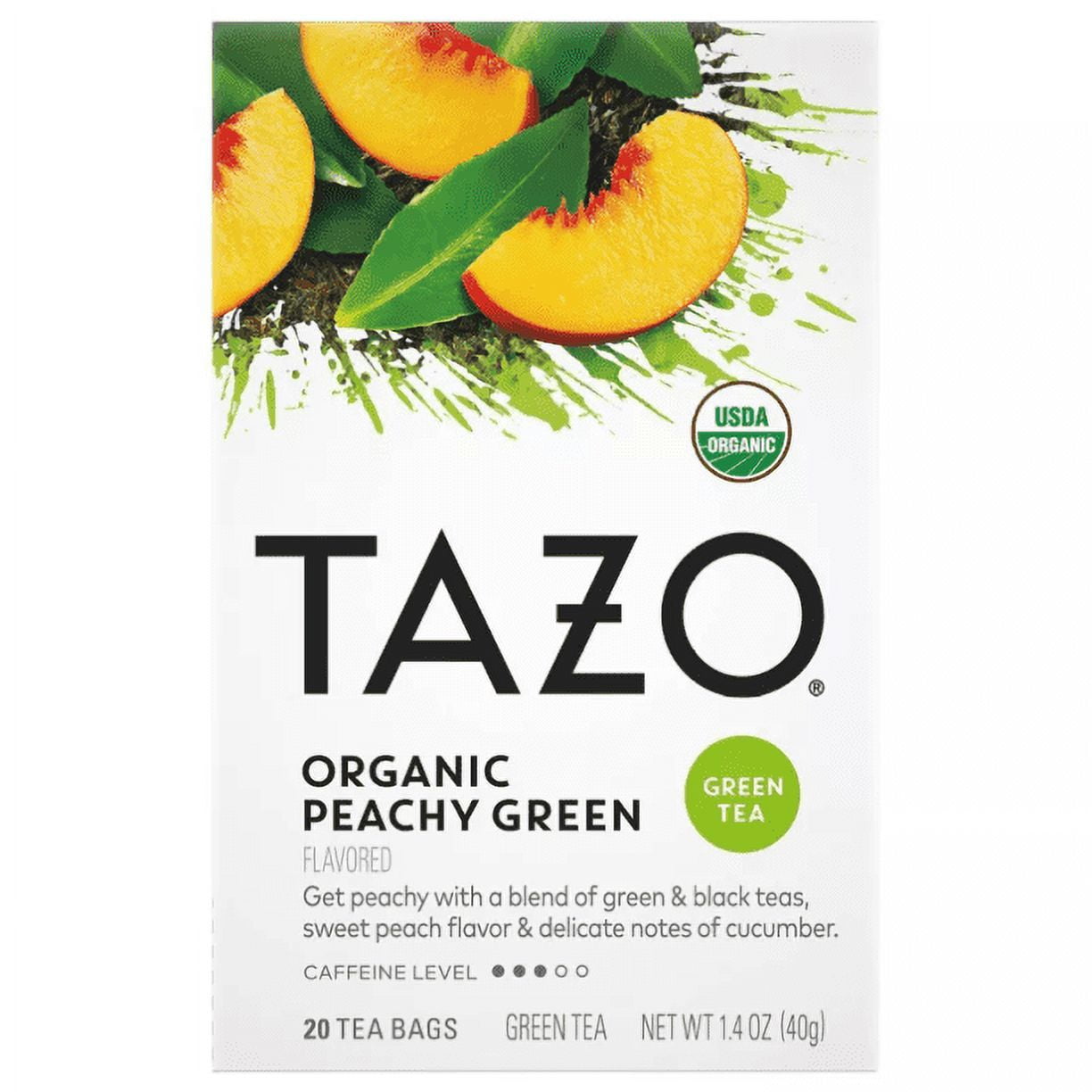 Tazo Organic Green & Black Tea Peachy Green 20 Tea Bags Pack of 2