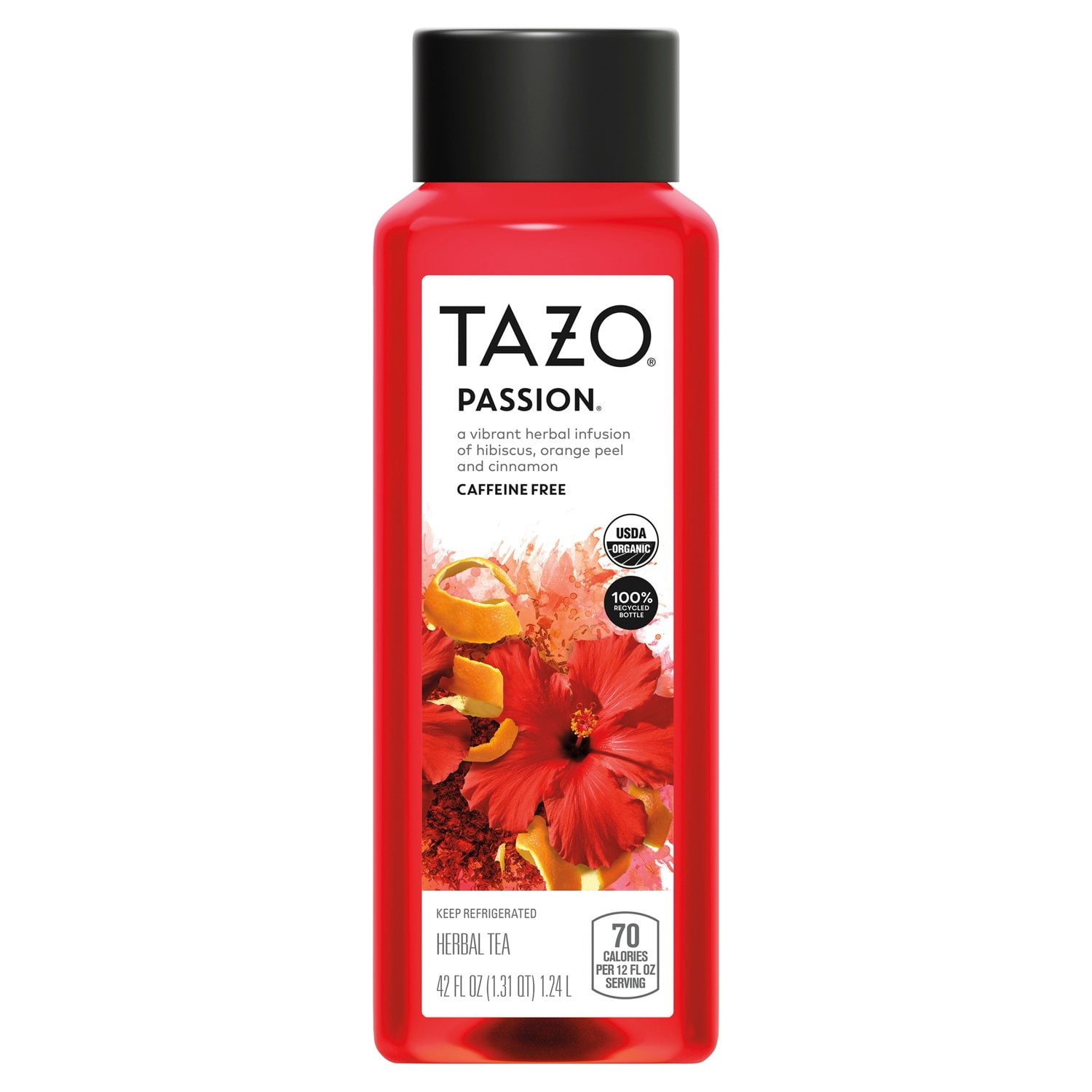 Tazo Organic Herbal Iced Tea, Passion, 42 oz Bottle