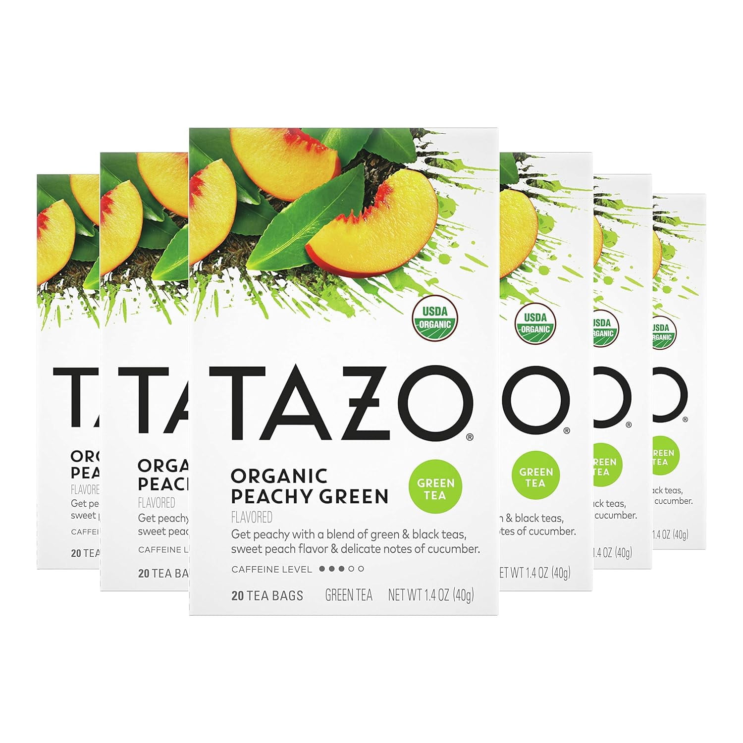 Tazo Organic Peachy Green Tea Bags For a Refreshing Cup of Tea Green