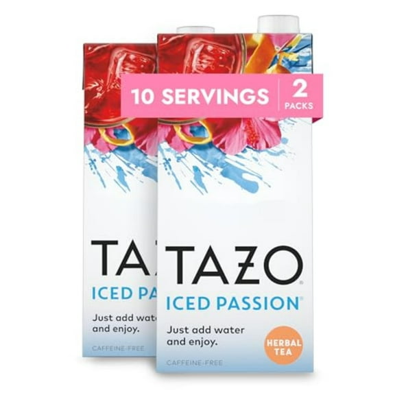 Tazo Iced Passion Fruit Tea Concentrate, Herbal Concentrate That Is Caffeine Free, Easy-To-Serve Iced Tea, 32 Oz Carton (Pack Of 2)