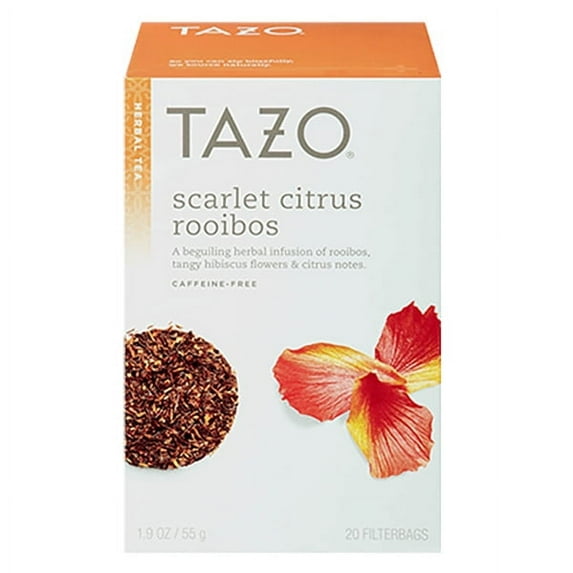 Tazo Scarlet Citrs Rooibos Herbal Tea 20 Filter Tea Bags - Pack of 6