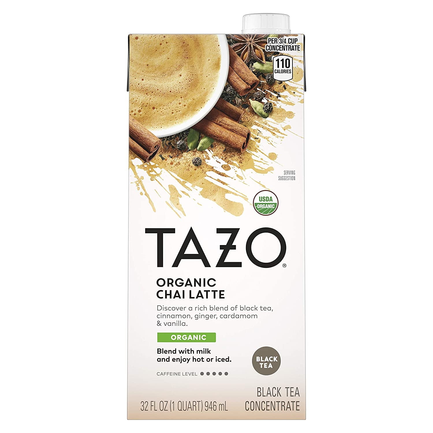 Tazo Spiced Chai Latte Black Tea Concentrate for Hot or Iced Chai