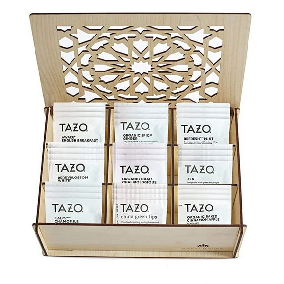 Tazo Tea Bags Sampler Assortment Box - 80 COUNT - Perfect Variety Pack in Wood (MDF) Gift Box - Gift for Family, Friends, Coworkers (White)