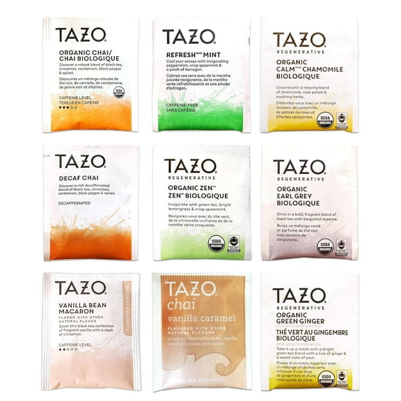 Tazo Tea Bags Sampler Variety Pack (18 Count) 9 Different Flavors, Great Gifts for Her Him Women Men Wife Husband Couples