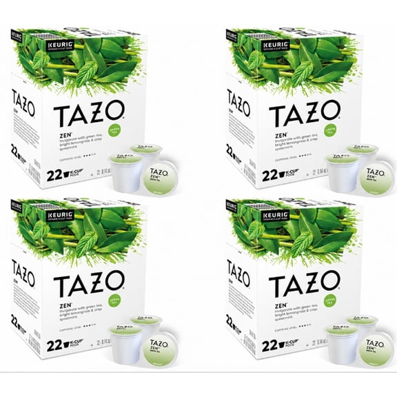 Tazo Zen Green Tea K-Cup Pods, 88 Count (4 Boxes x 22 Pods)