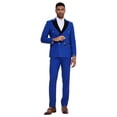thumbnail image 1 of Tazzio Skinny Fit Double Breasted 2pc Suit Set with Velvet Peak Lapel, 1 of 4