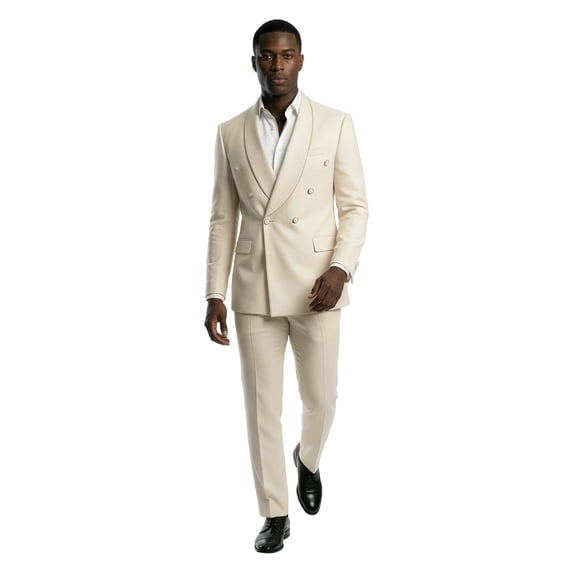 Tazzio Skinny Fit Double Breasted Shawl Collar 2pc Suit Set
