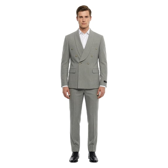 Tazzio Skinny Fit Double Breasted Shawl Collar 2pc Suit Set