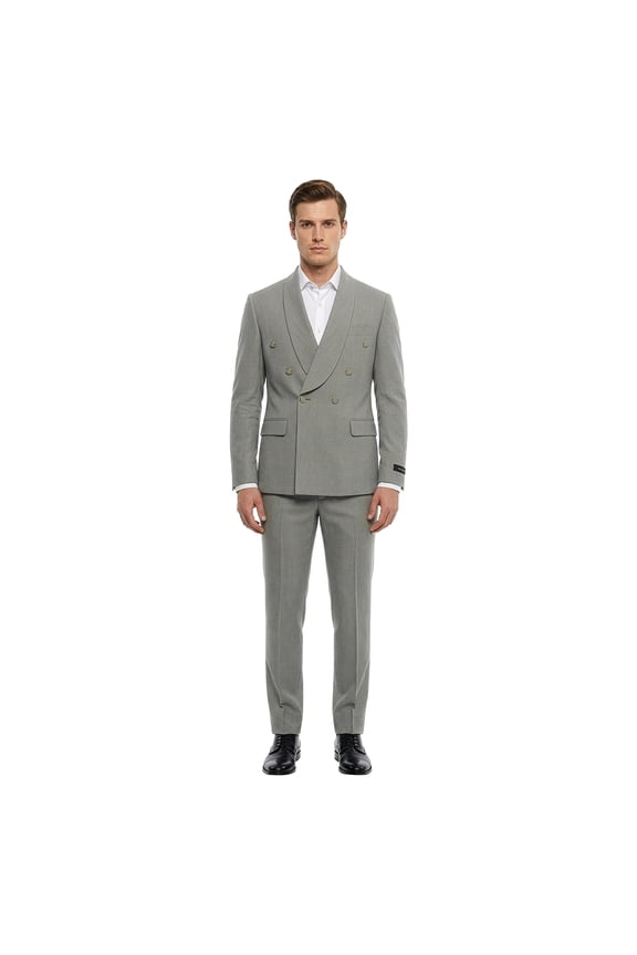 Skinny Fit Double Breasted Shawl Collar 2pc Suit Set