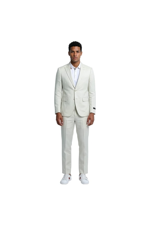 Skinny Fit Linen 2 Piece Suit Set