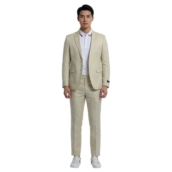 Tazzio Skinny Fit Linen 2 Piece Suit Set