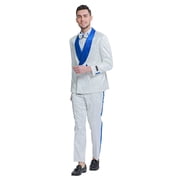Tazzio Skinny Fit Paisley 2 Piece Suit Set with Satin Shawl Lapel