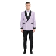 Tazzio Skinny Fit Satin Shawl Collar Double Breasted 2 Piece Tuxedo Suit Set