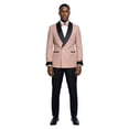 thumbnail image 1 of Tazzio Skinny Fit Satin Shawl Collar Double Breasted 2 Piece Tuxedo Suit Set, 1 of 4