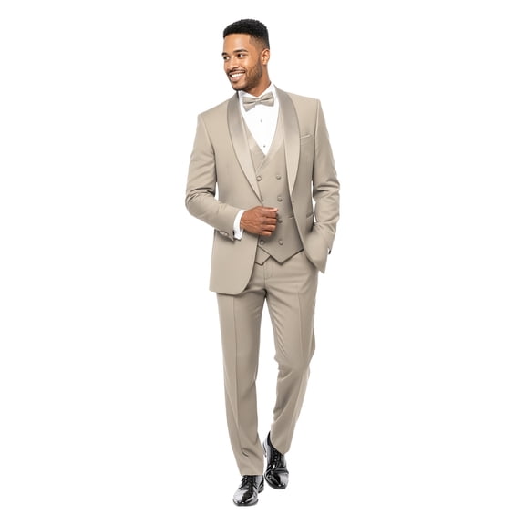 Tazzio Skinny Fit Shawl Collar 3 Piece Tuxedo Suit Set