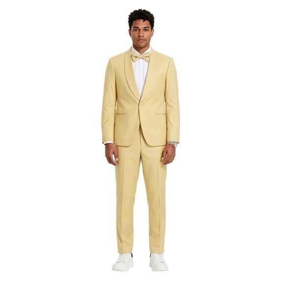 Tazzio Skinny Fit Shawl Lapel 2 Piece Spring Suit Set Includes Bowtie