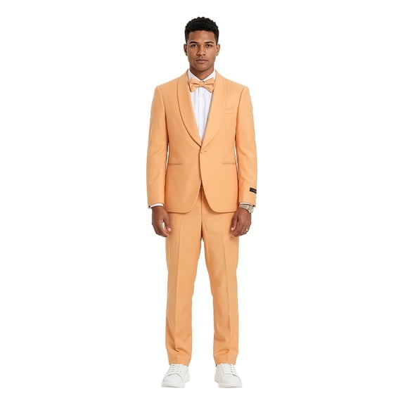 Tazzio Skinny Fit Shawl Lapel 2 Piece Spring Suit Set Includes Bowtie