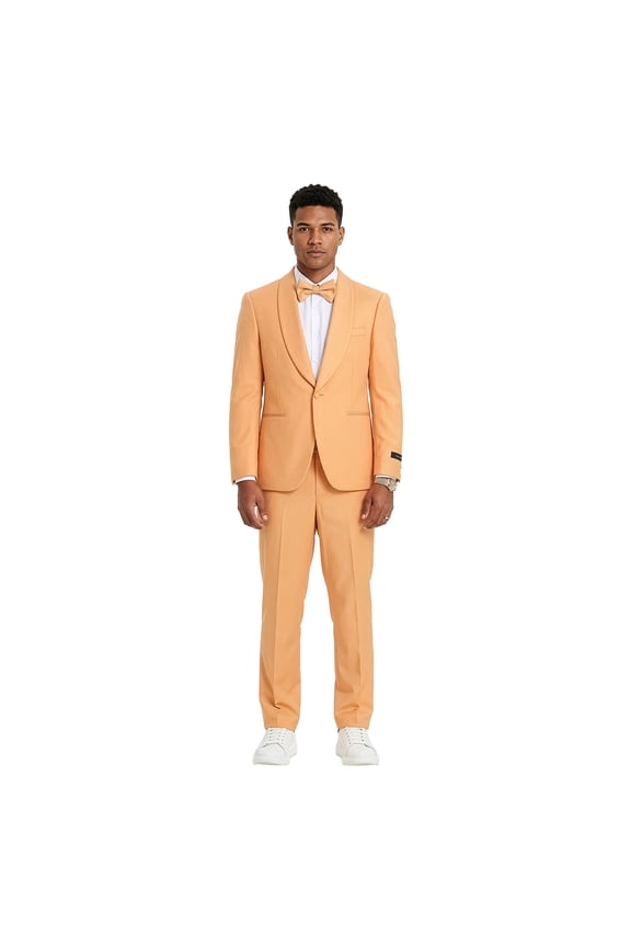 Skinny Fit Shawl Lapel 2 Piece Spring Suit Set Includes Bowtie