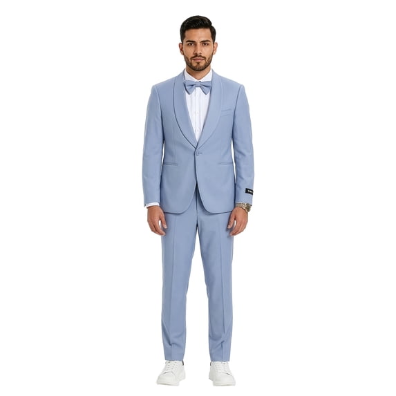 Tazzio Skinny Fit Shawl Lapel 2 Piece Spring Suit Set Includes Bowtie