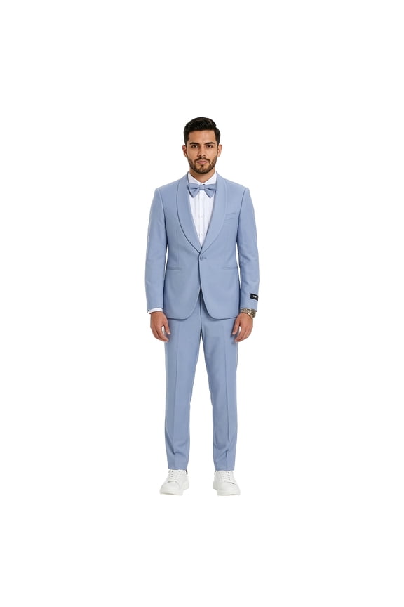 Skinny Fit Shawl Lapel 2 Piece Spring Suit Set Includes Bowtie