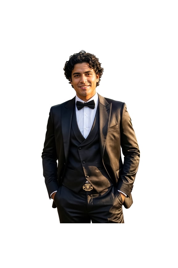 Skinny Fit Shiny Satin Textured 3 Piece Suit Set