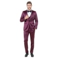 thumbnail image 1 of Tazzio Skinny Fit Shiny Satin Tuxedo 3 Piece Suit Set with Bowtie, 1 of 4