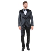 Tazzio Skinny Fit Shiny Satin Tuxedo 3 Piece Suit Set with Bowtie