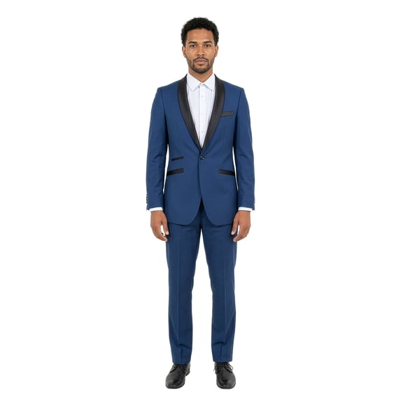 Tazzio Slim Fit Satin Shawl Lapel 2 Piece Tuxedo Suit Set