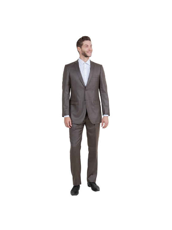 Slim Fit Sharkskin 2 Piece Suit Set Notch Lapel