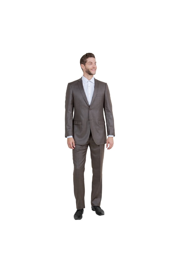 Slim Fit Sharkskin 2 Piece Suit Set Notch Lapel
