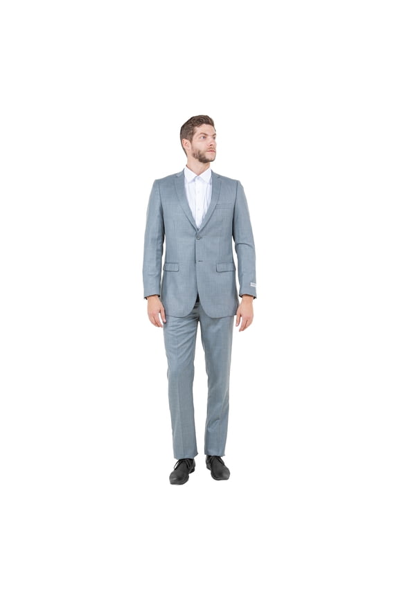 Slim Fit Sharkskin 2 Piece Suit Set Notch Lapel