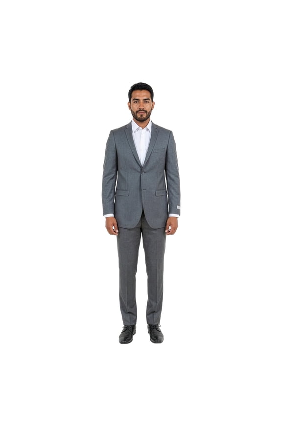 Slim Fit Sharkskin 2 Piece Suit Set Notch Lapel
