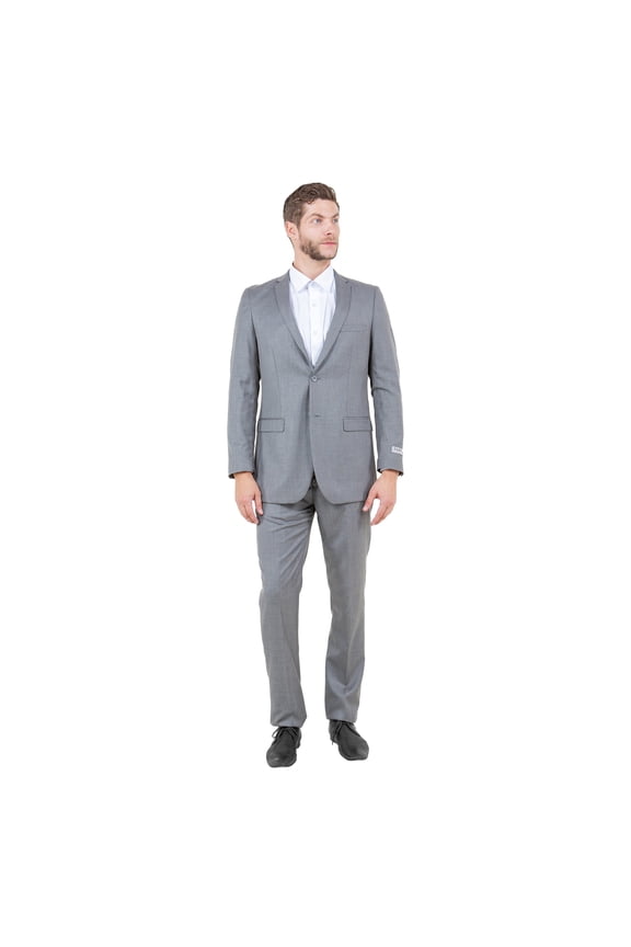 Slim Fit Sharkskin 2 Piece Suit Set Notch Lapel