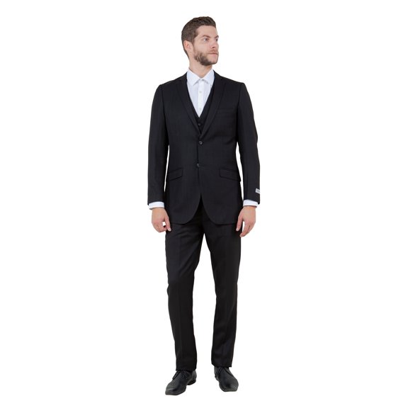 Tazzio Slim Fit Sharkskin Tetxured 3pc Suit Set, Notch Lapel