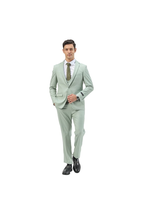 Ultra Slim Solid 3 Piece Suit Set, 15 Color Options