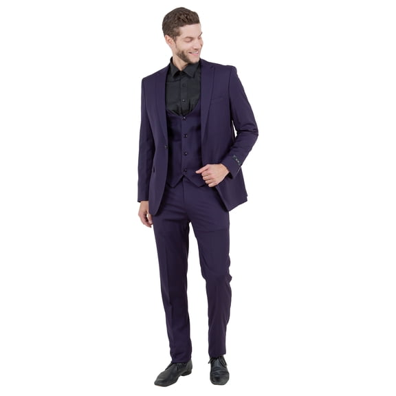 Tazzio Ultra Slim Solid 3 Piece Suit Set, 15 Color Options