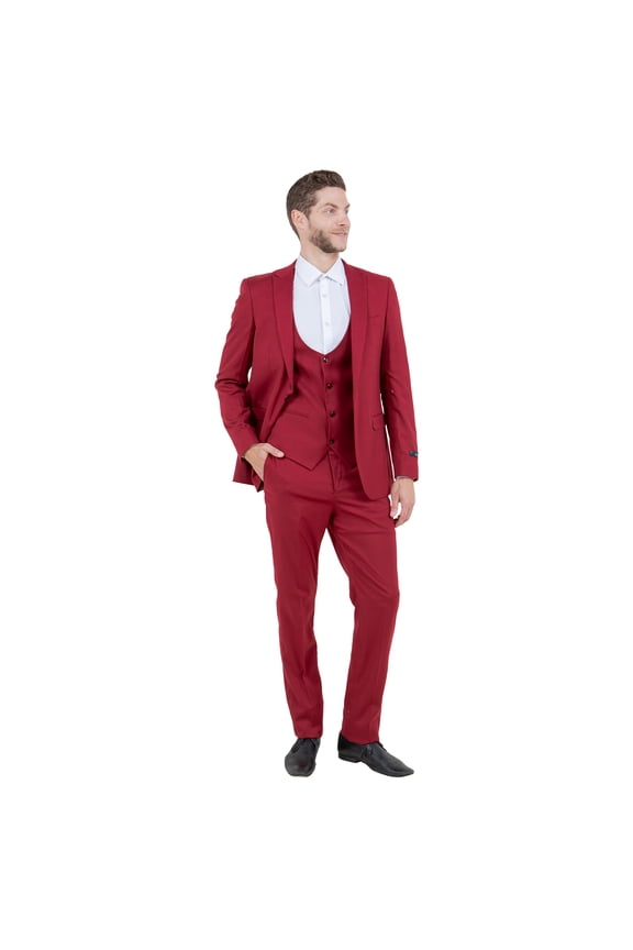 Ultra Slim Solid 3 Piece Suit Set, 15 Color Options