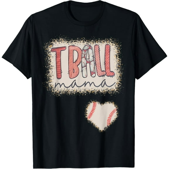 Tball Mama Leopard Bleached Tee Tball Heart Women T-Shirt
