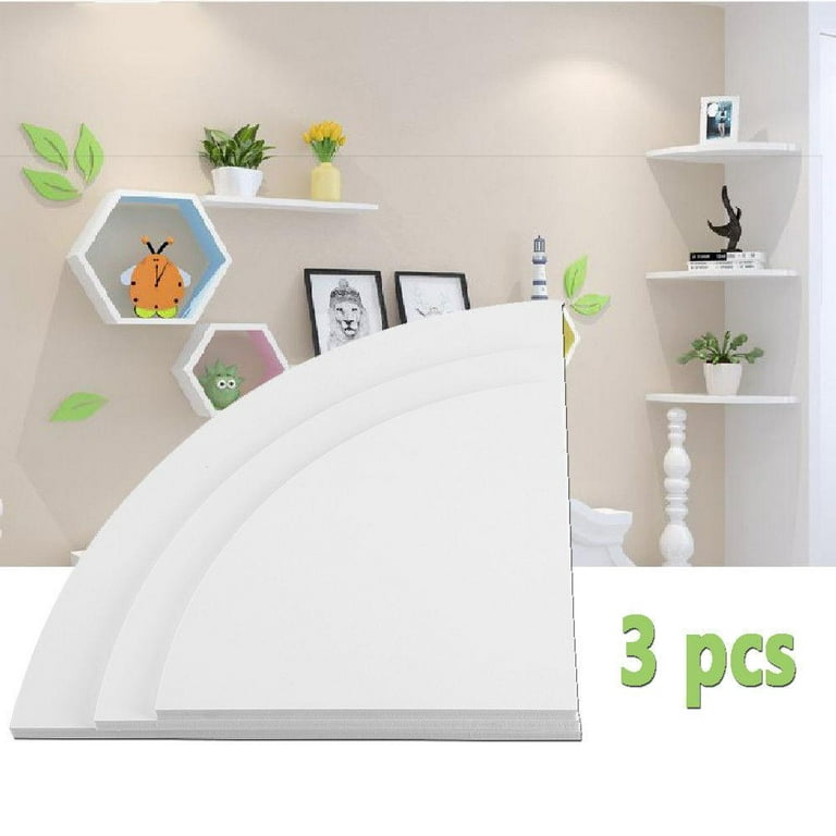 Floating Corner Shelves Set of 3, Wall Mounted Storage Shelf PVC with White  Finish for Bedroom, Living Room, Bathroom, Display Shelf for Small Plant