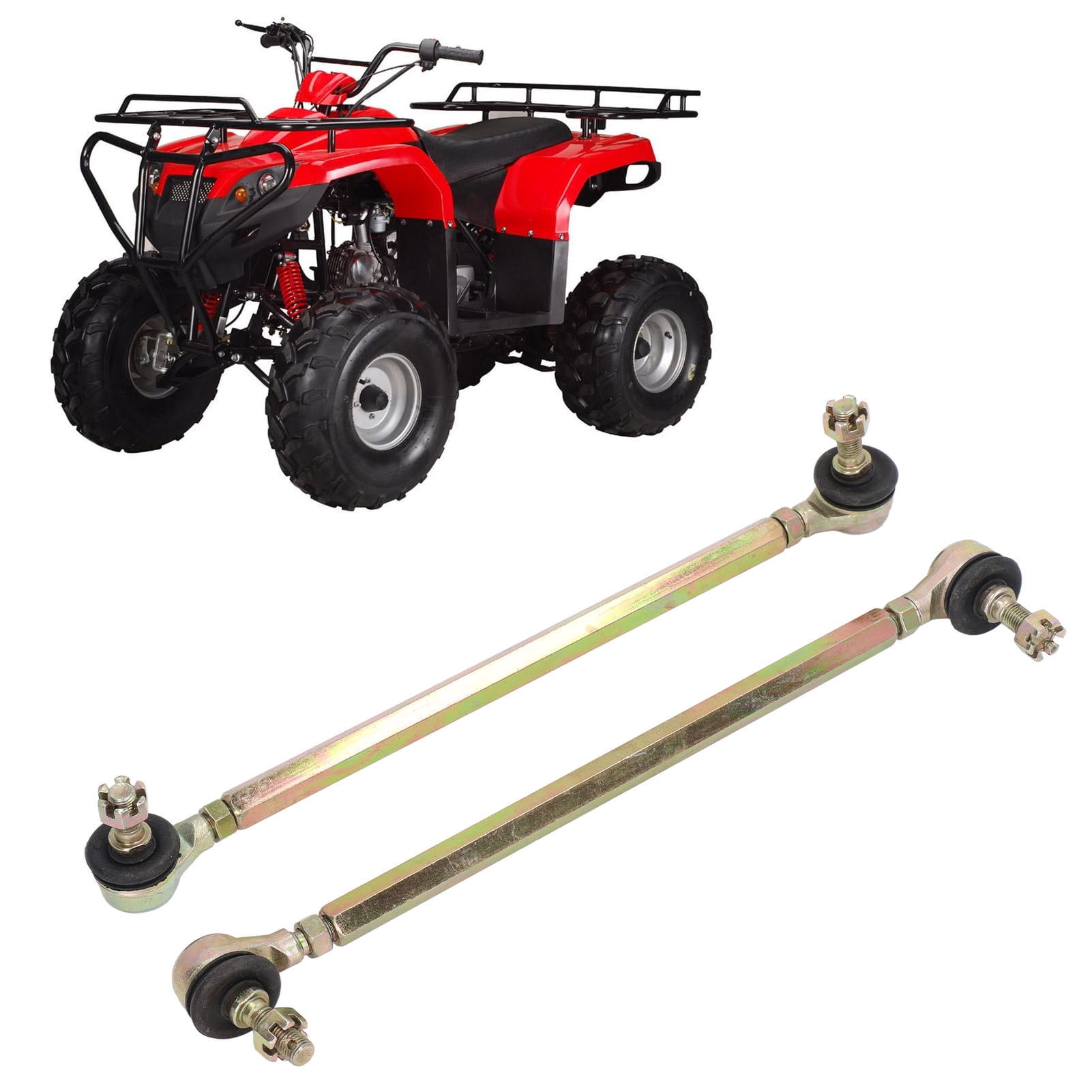 Tbest Tie Rod Assembly,2Pcs 250mm Joint Tie Rod 10mm Thread Steel Alloy For 125cc Quad Dirt Bike