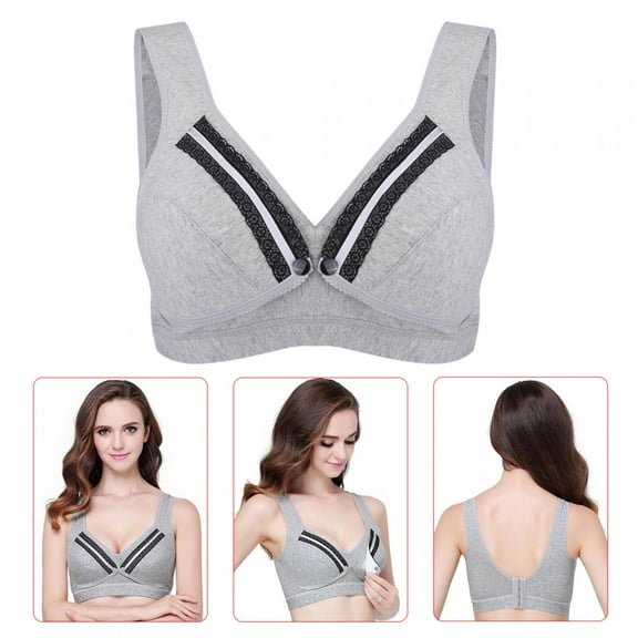 Tbest Women's Nursing Cotton Bra, Gray